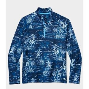 Tommy Bahama Men TR220849‎ IslandActive Las Playa Palms Half-Zip Ocean Deep L
